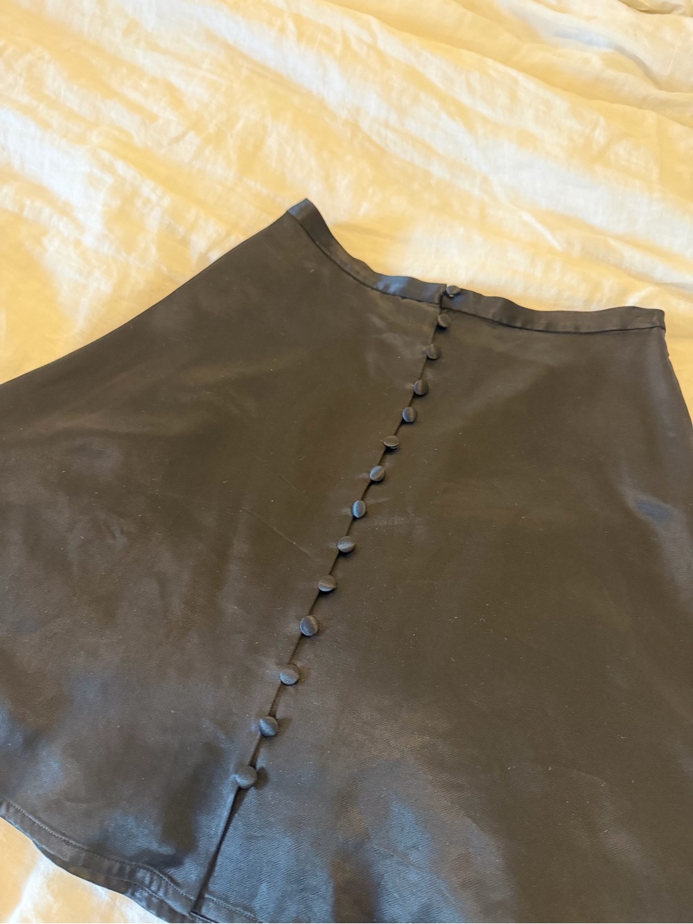& Other Stories Black Button-Front A-Line Skirt